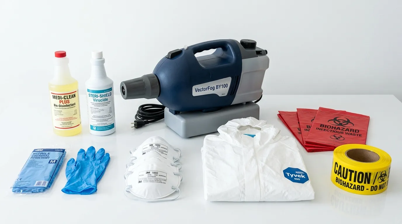 Professional biohazard remediation crew working in Brea